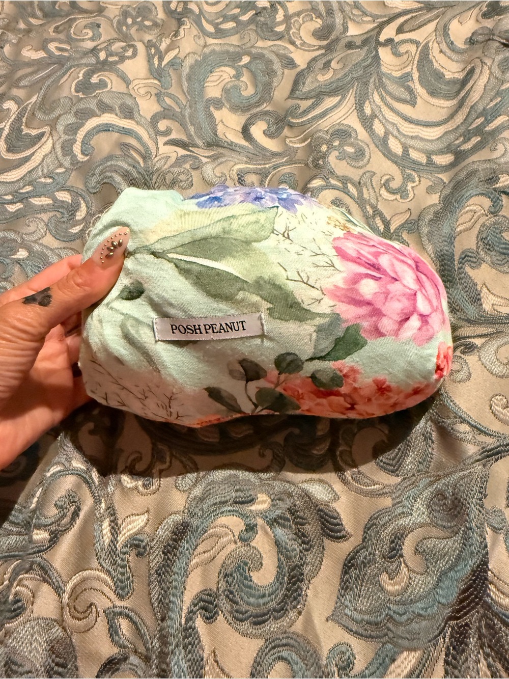 Posh Peanut Floral fitted crib sheet- Mint with Pink and Green Blooms